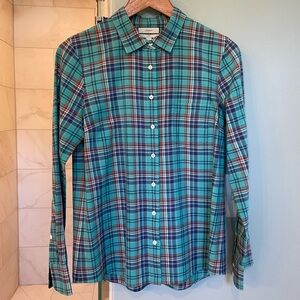 J. Crew Turquoise Boy Fit Plaid Button Down Shirt